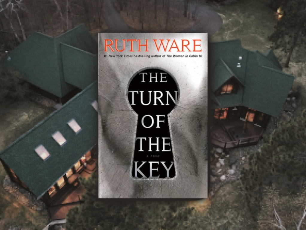 The Turn of the Key by Ruth Ware book cover from Goodreads, background photo by Drew Dau on Unsplash